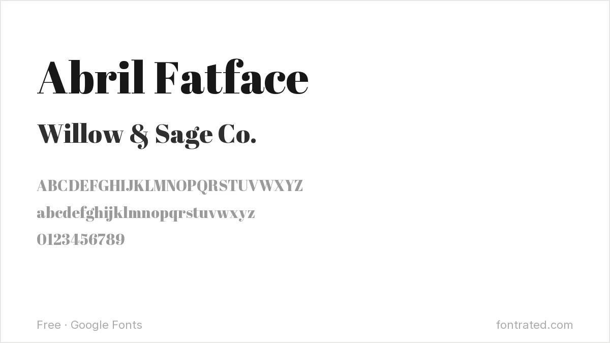 Best Free Fonts for Etsy & POD Branding 6 - FontRated Abril Fatface Google Font specimen