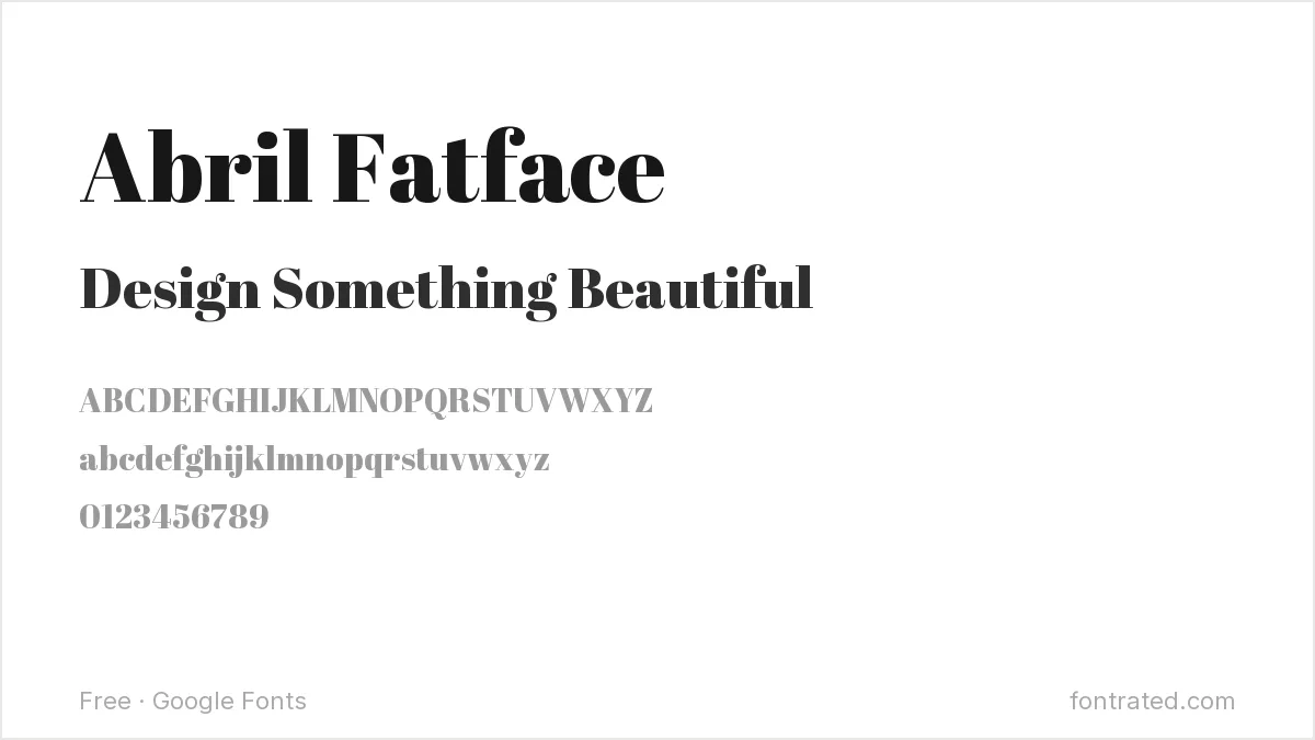 10 Best Free Google Fonts for Canva Designs 8 - FontRated Abril Fatface Google Font specimen - alphabet and sample text preview