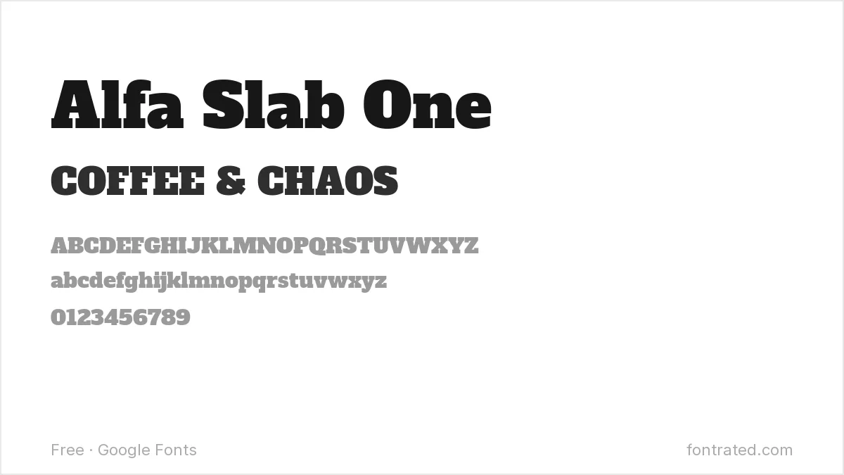 Alfa Slab One Google Font specimen