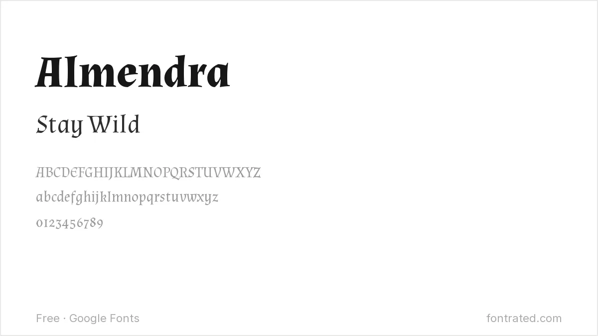 10 Best Free Fonts for Tattoo Lettering 6 - FontRated Almendra Google Font specimen