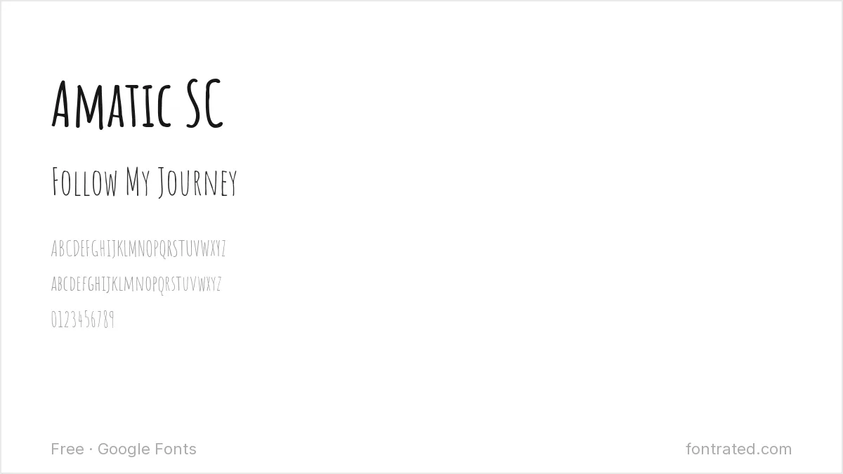 10 Best Free Fonts for Instagram & Social Media 7 - FontRated Amatic SC Google Font specimen - alphabet and sample text preview