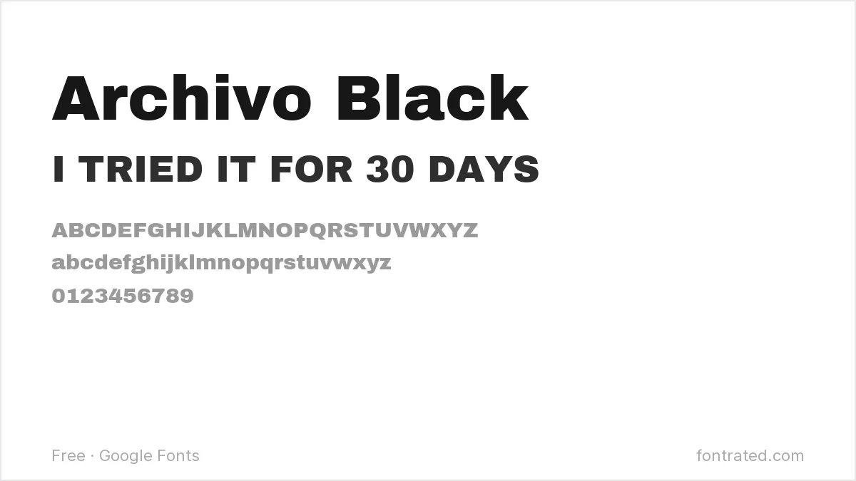 10 Best Free Fonts for YouTube Thumbnails 5 - FontRated Archivo Black Google Font specimen