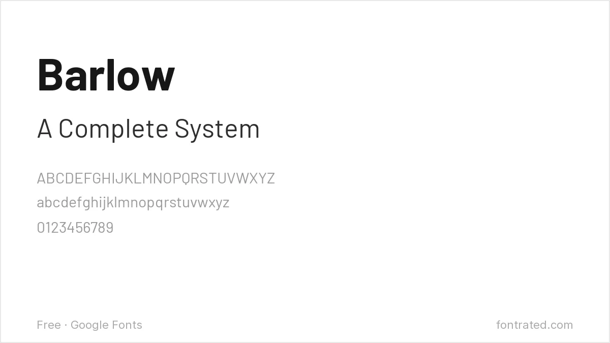 The Best Free Alternatives to Univers (2026) 2 - FontRated Barlow Google Font specimen