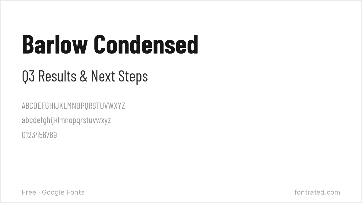 10 Best Free Fonts for Presentations & PowerPoint 5 - FontRated Barlow Condensed Google Font specimen
