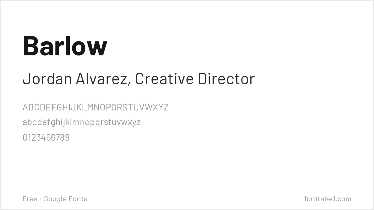 10 Best Free Fonts for Business Cards 4 - FontRated Barlow Google Font specimen