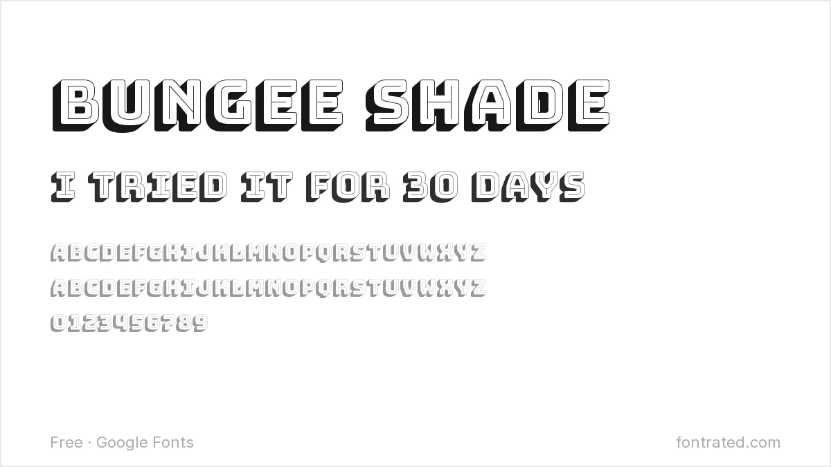 10 Best Free Fonts for YouTube Thumbnails 9 - FontRated Bungee Shade Google Font specimen