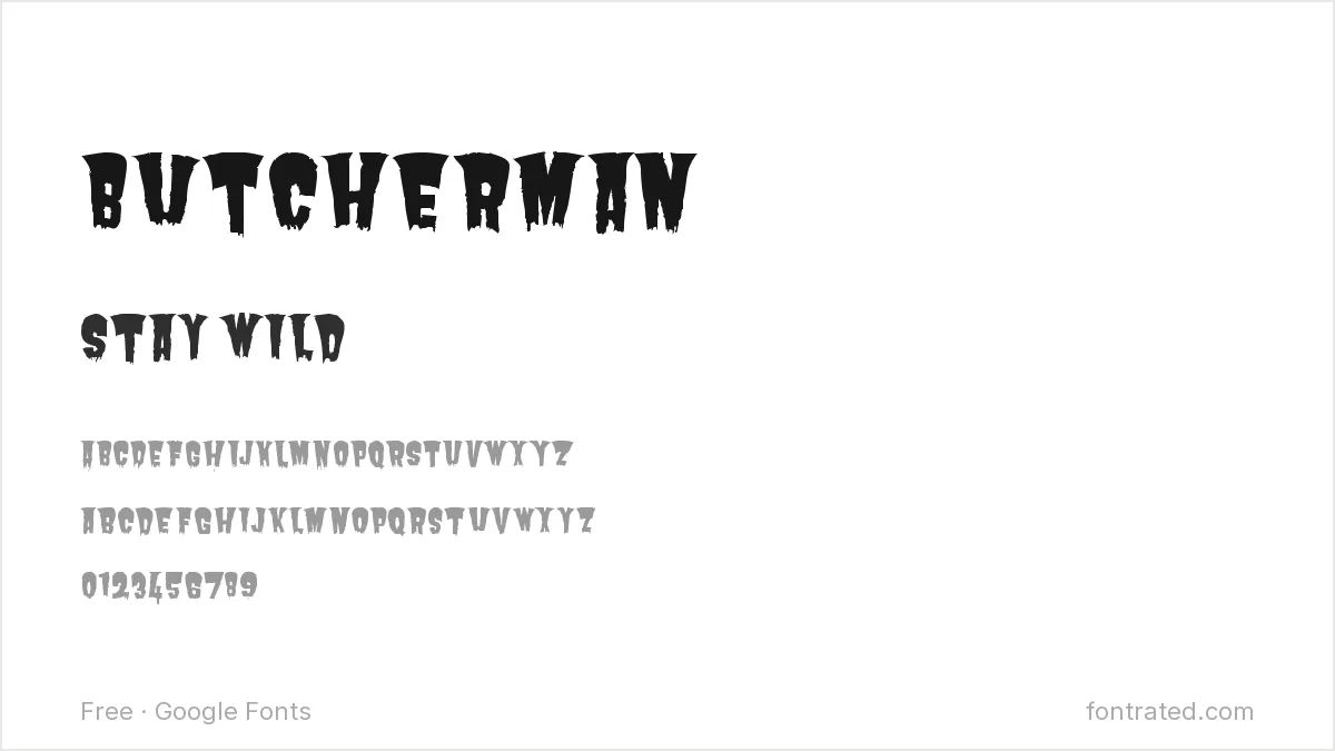 10 Best Free Fonts for Tattoo Lettering 10 - FontRated Butcherman Google Font specimen