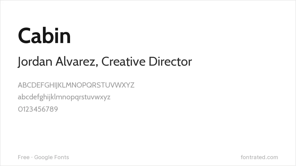 10 Best Free Fonts for Business Cards 7 - FontRated Cabin Google Font specimen