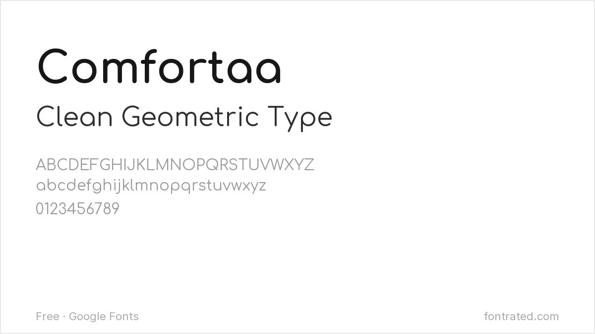 The Best Free Alternatives to Century Gothic (2026) 6 - FontRated Comfortaa Google Font specimen