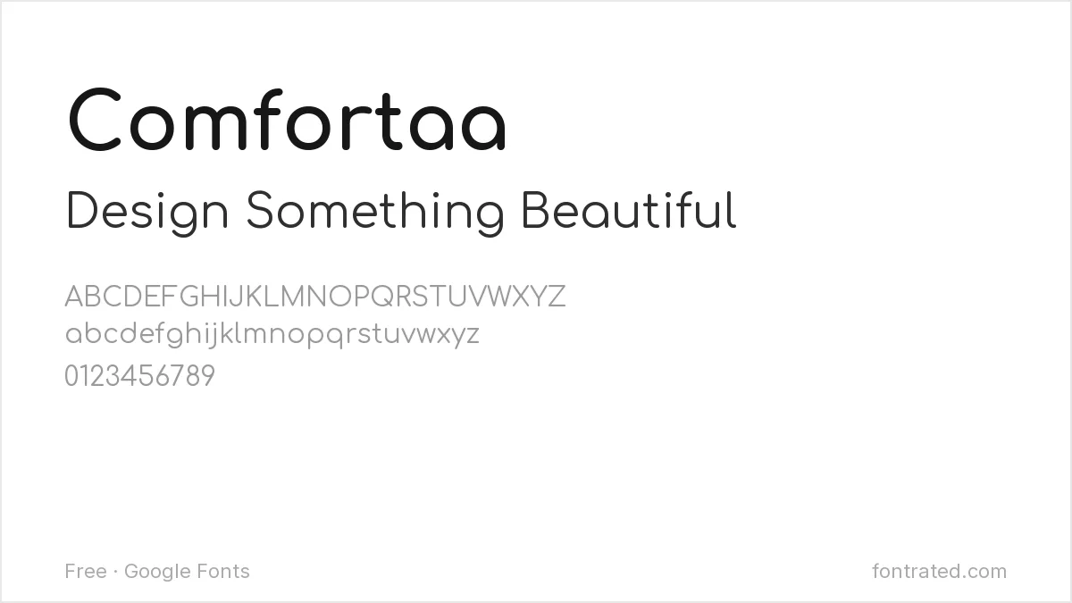 10 Best Free Google Fonts for Canva Designs 10 - FontRated Comfortaa Google Font specimen - alphabet and sample text preview