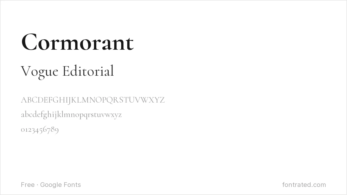 The Best Free Alternatives to Bodoni (2026) 5 - FontRated Cormorant Google Font specimen