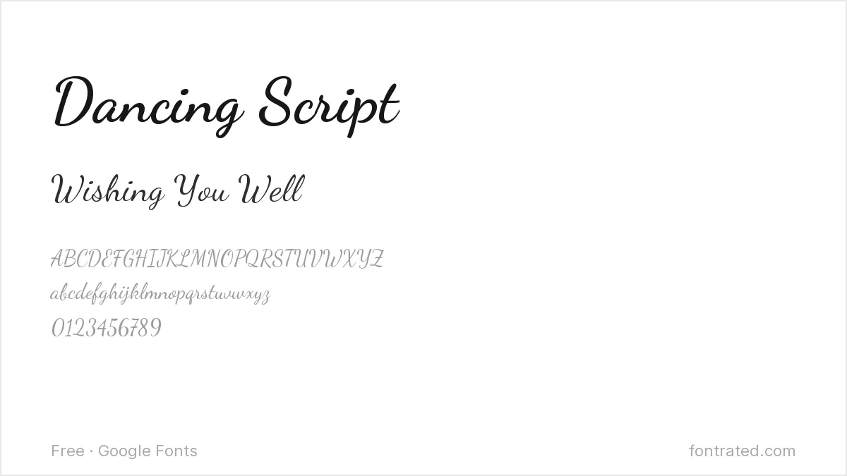 10 Best Free Fonts for Greeting Cards 2 - FontRated Dancing Script Google Font specimen