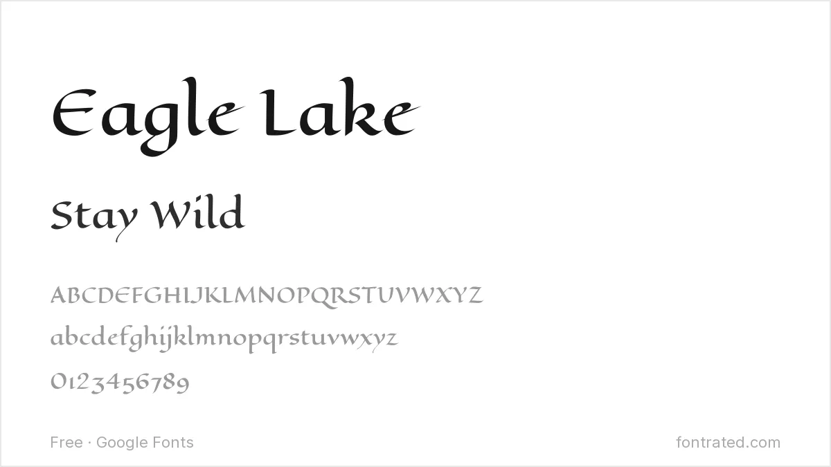 10 Best Free Fonts for Tattoo Lettering 7 - FontRated Eagle Lake Google Font specimen