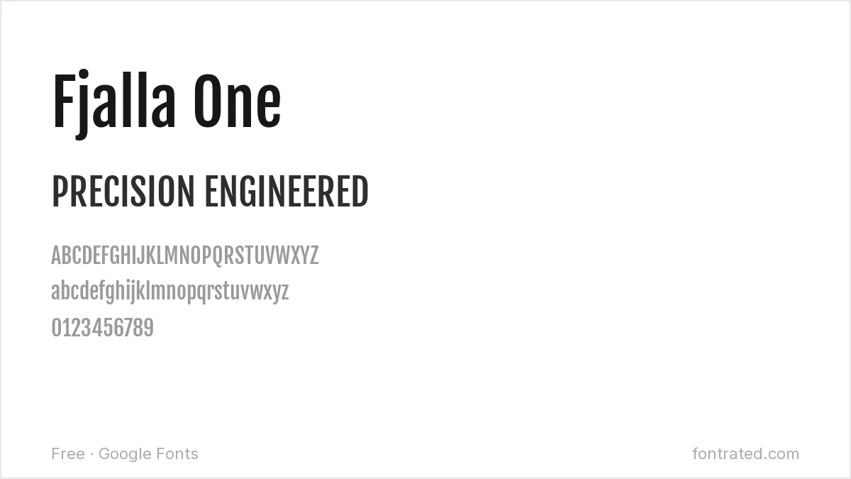 The Best Free Alternatives to FF DIN (2026) 4 - FontRated Fjalla One Google Font specimen
