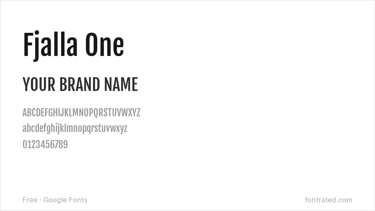 10 Best Free Fonts for Logo & Branding 7 - FontRated Fjalla One Google Font specimen - alphabet and sample text preview