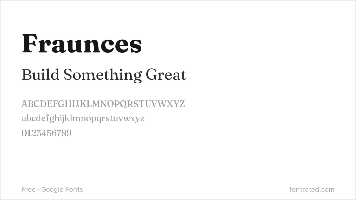 10 Best Free Fonts for Website Headers 9 - FontRated Fraunces Google Font specimen