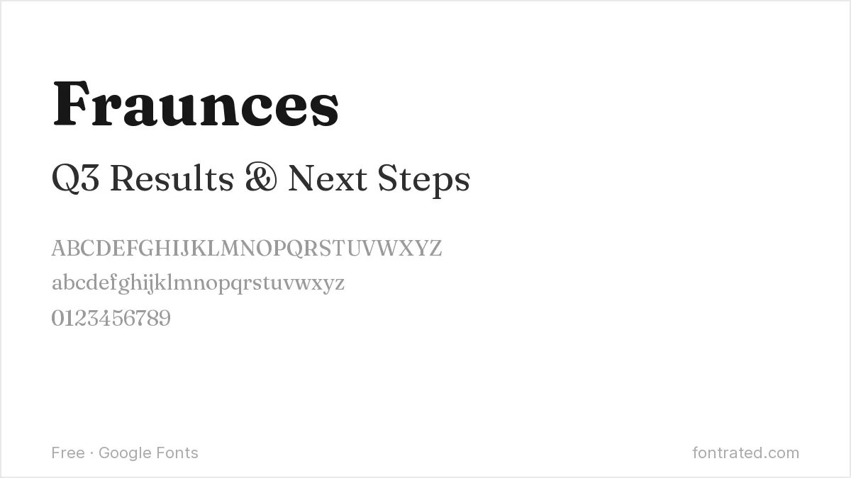 10 Best Free Fonts for Presentations & PowerPoint 10 - FontRated Fraunces Google Font specimen
