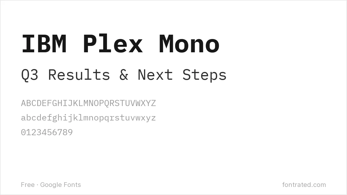 10 Best Free Fonts for Presentations & PowerPoint 11 - FontRated IBM Plex Mono Google Font specimen