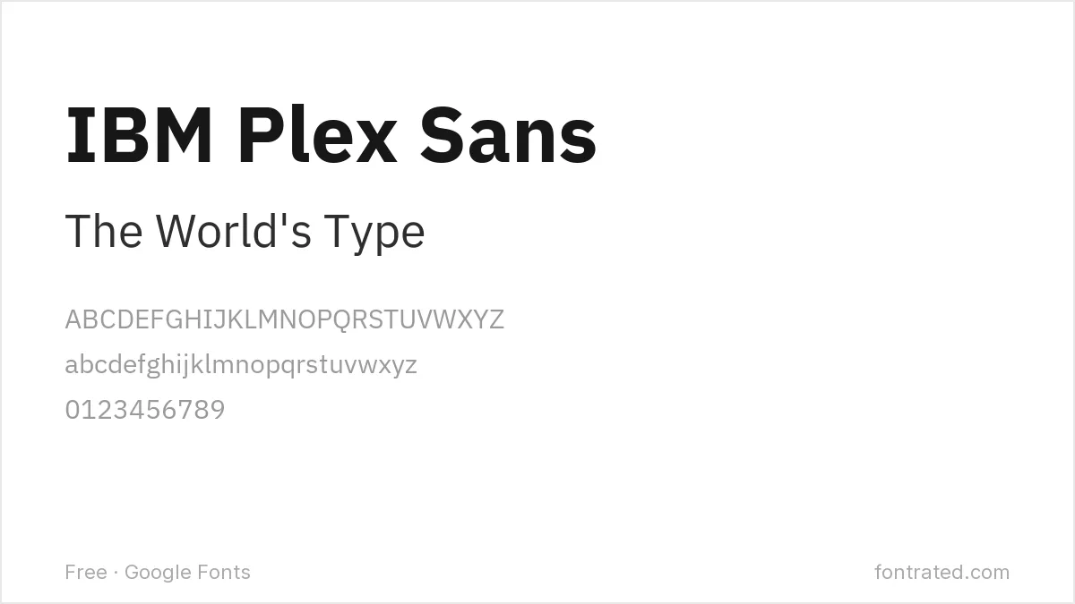 The Best Free Alternatives to Helvetica Neue (2026) 5 - FontRated IBM Plex Sans Google Font specimen