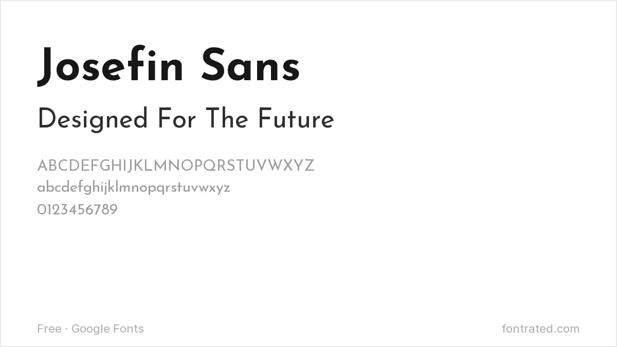 The Best Free Alternatives to Avenir (2026) 6 - FontRated Josefin Sans Google Font specimen