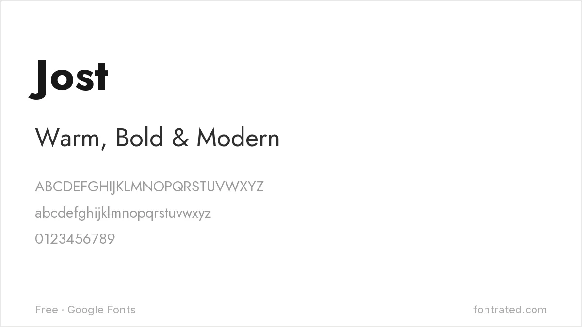 Free Alternatives to Brandon Grotesque (2026) 3 - FontRated Jost Google Font specimen