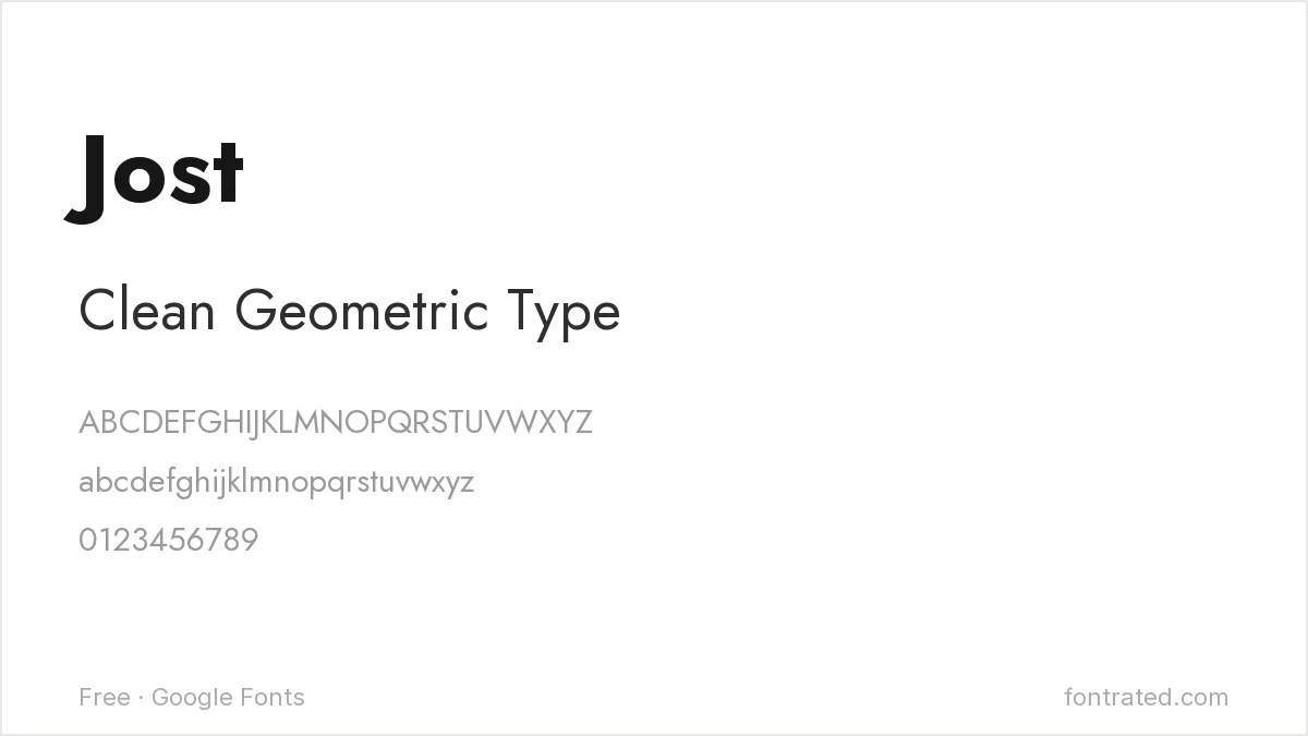 The Best Free Alternatives to Century Gothic (2026) 3 - FontRated Jost Google Font specimen