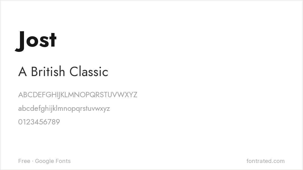 The Best Free Alternatives to Gill Sans (2026) 5 - FontRated Jost Google Font specimen