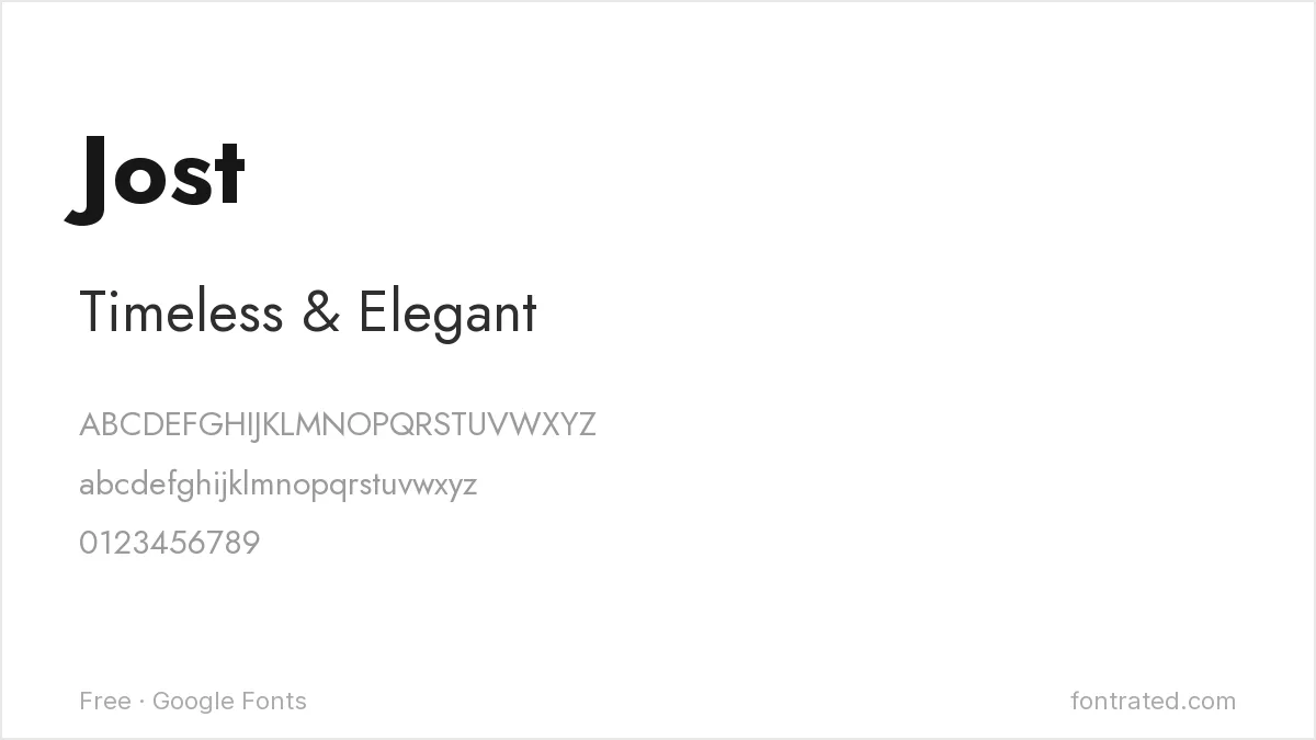The Best Free Alternatives to Optima (2026) 3 - FontRated Jost Google Font specimen