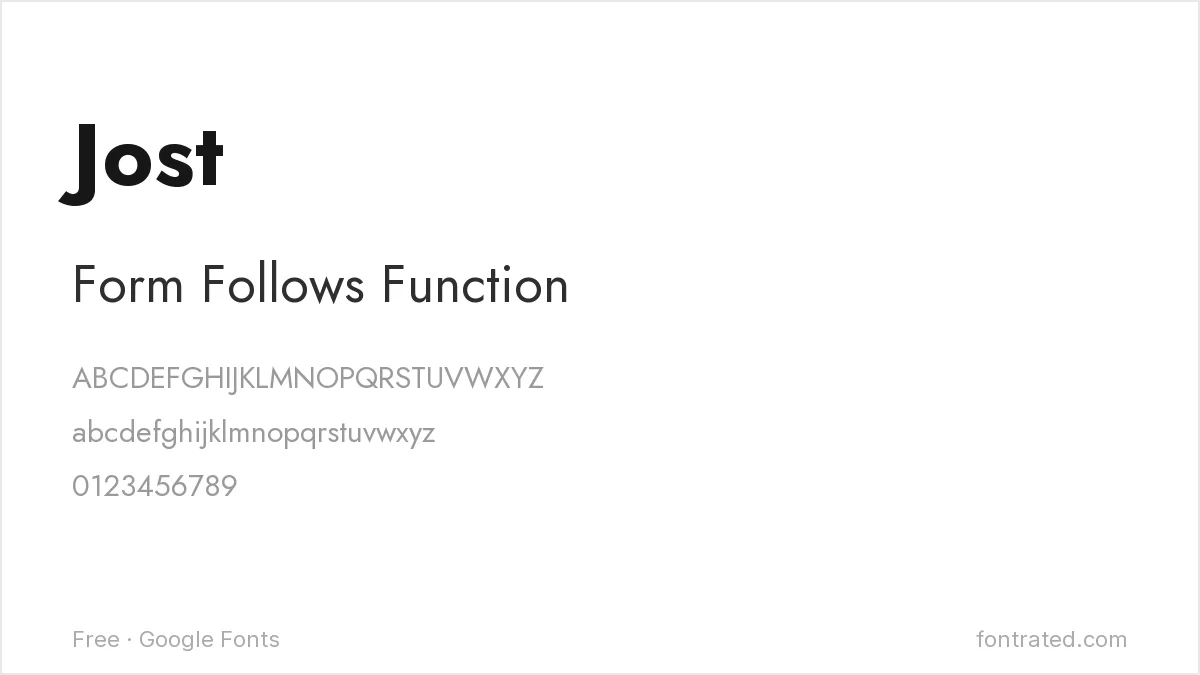 The Best Free Alternatives to Futura (2026) 2 - FontRated Jost Google Font specimen