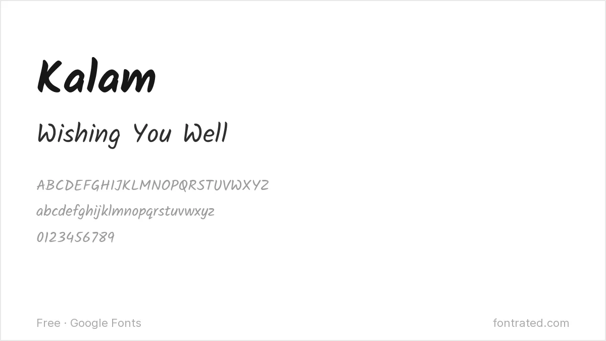 10 Best Free Fonts for Greeting Cards 6 - FontRated Kalam Google Font specimen