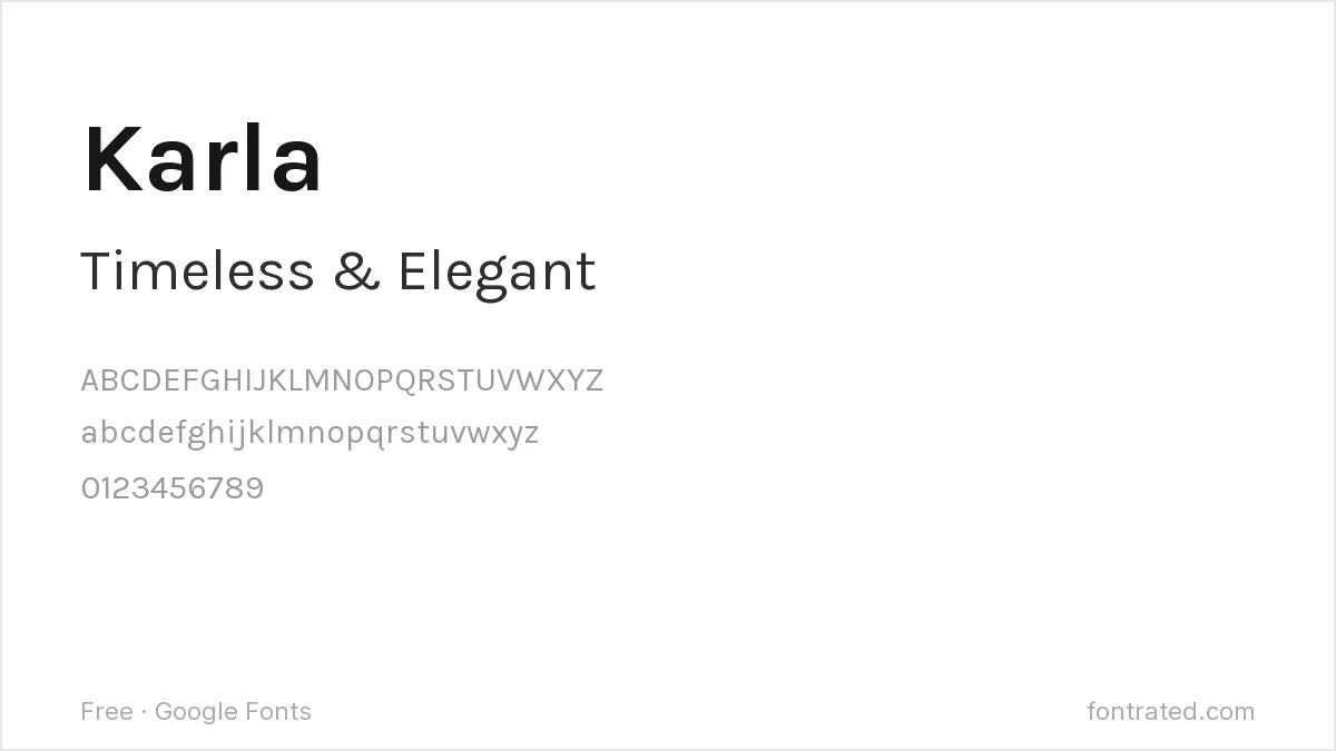 The Best Free Alternatives to Optima (2026) 6 - FontRated Karla Google Font specimen