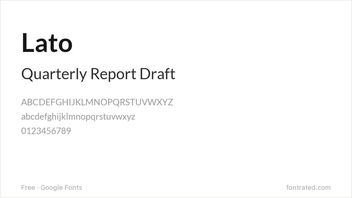 The Best Free Alternatives to Calibri (2026) 2 - FontRated Lato Google Font specimen