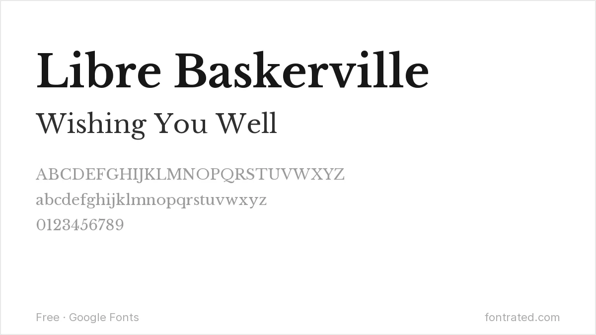 10 Best Free Fonts for Greeting Cards 10 - FontRated Libre Baskerville Google Font specimen