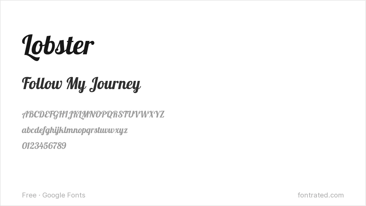 10 Best Free Fonts for Instagram & Social Media 8 - FontRated Lobster Google Font specimen - alphabet and sample text preview
