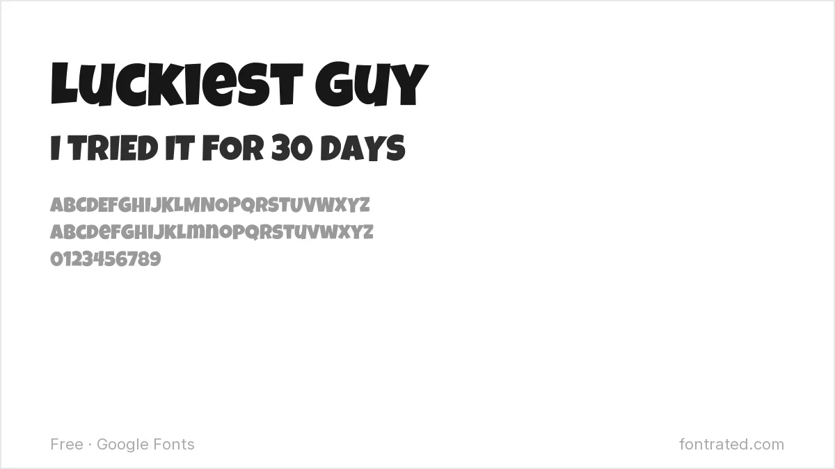 10 Best Free Fonts for YouTube Thumbnails 6 - FontRated Luckiest Guy Google Font specimen