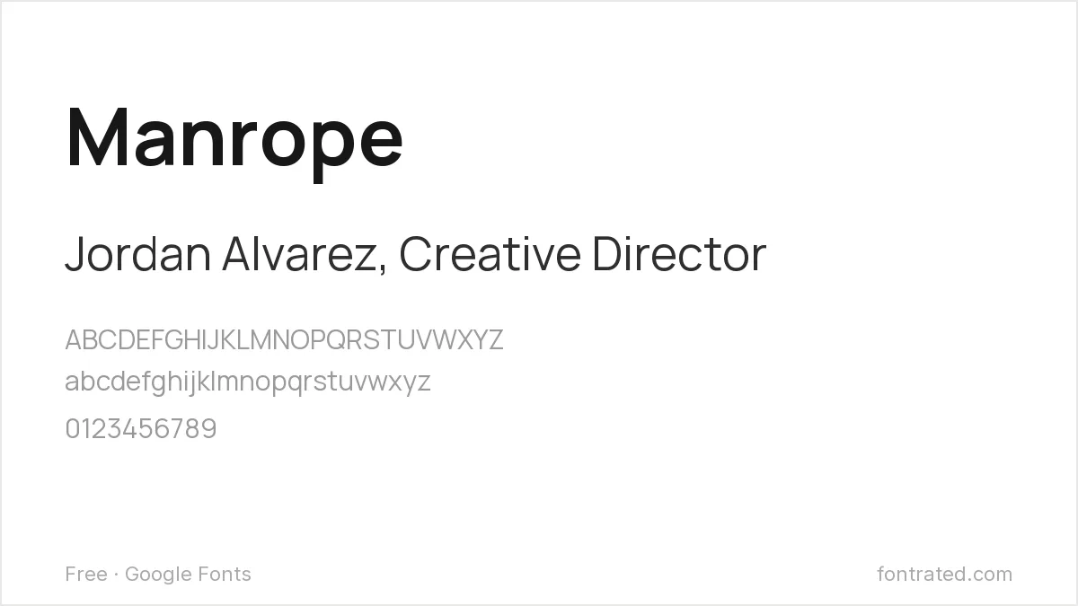 10 Best Free Fonts for Business Cards 8 - FontRated Manrope Google Font specimen