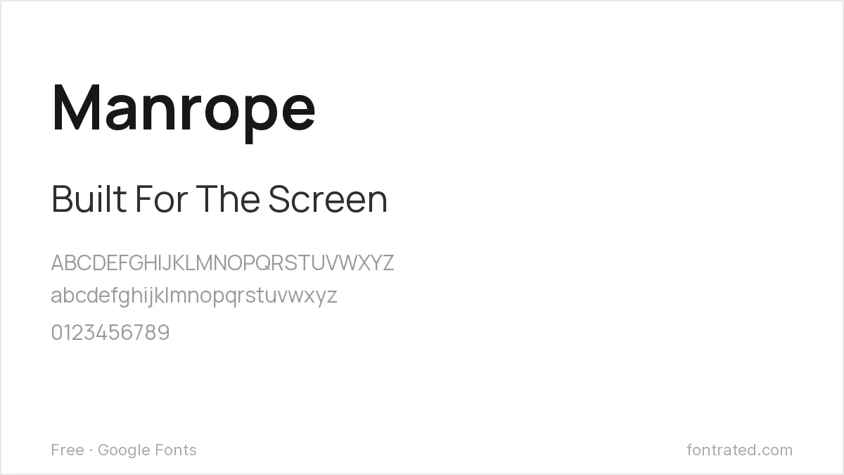 The Best Free Alternatives to Proxima Nova (2026) 5 - FontRated Manrope Google Font specimen