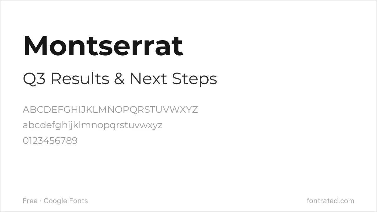 10 Best Free Fonts for Presentations & PowerPoint 3 - FontRated Montserrat Google Font specimen