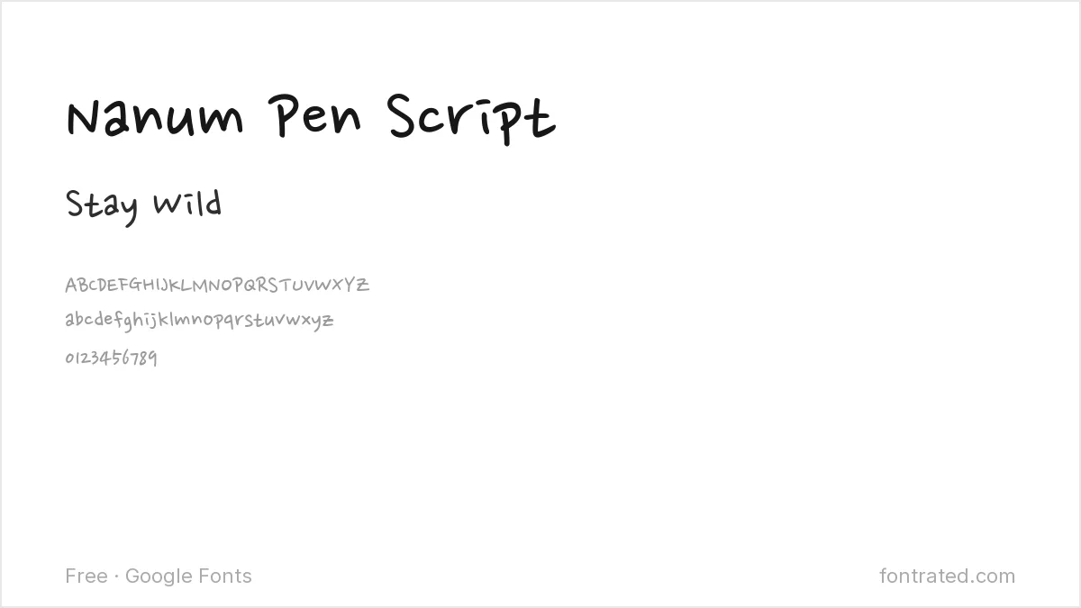 10 Best Free Fonts for Tattoo Lettering 9 - FontRated Nanum Pen Script Google Font specimen
