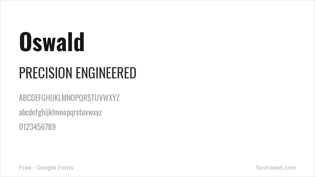 The Best Free Alternatives to FF DIN (2026) 5 - FontRated Oswald Google Font specimen