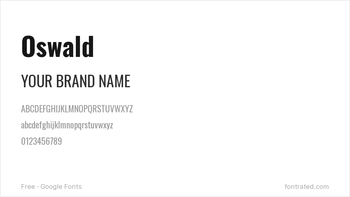 10 Best Free Fonts for Logo & Branding 4 - FontRated Oswald Google Font specimen - alphabet and sample text preview