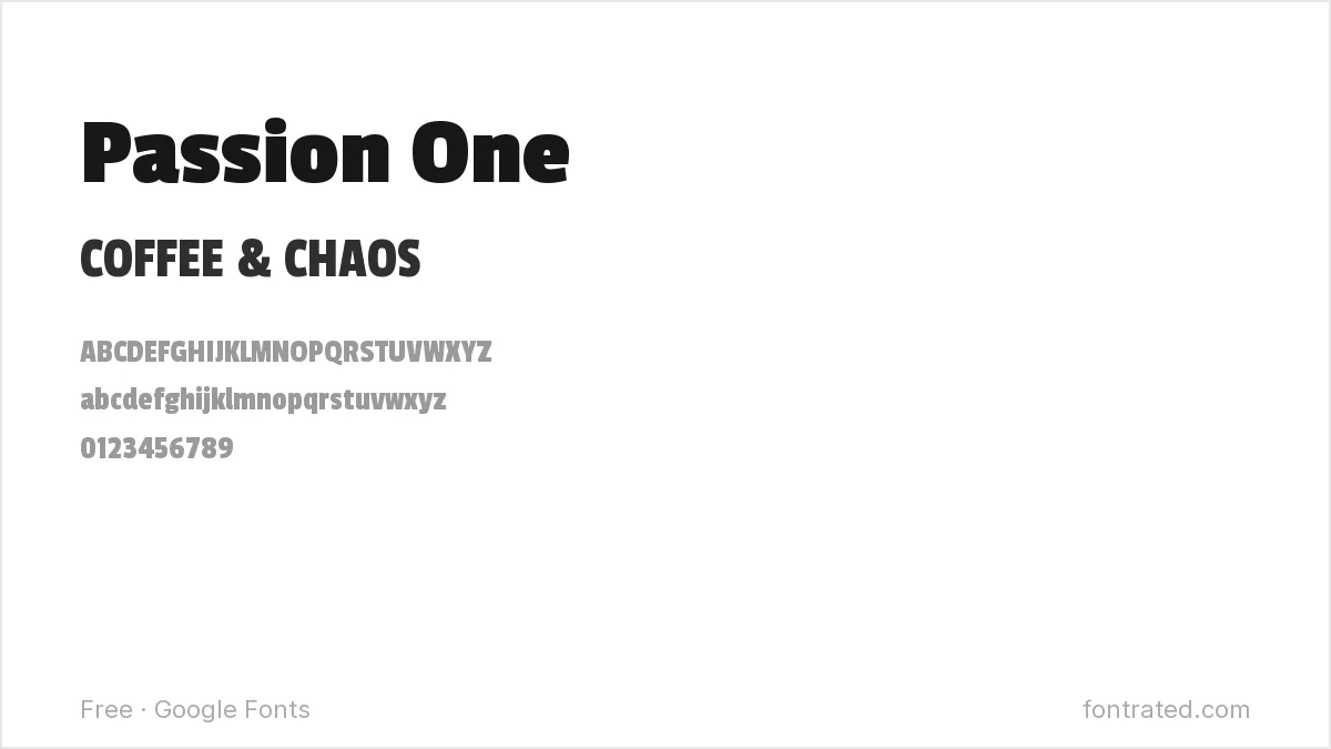 Passion One Google Font specimen