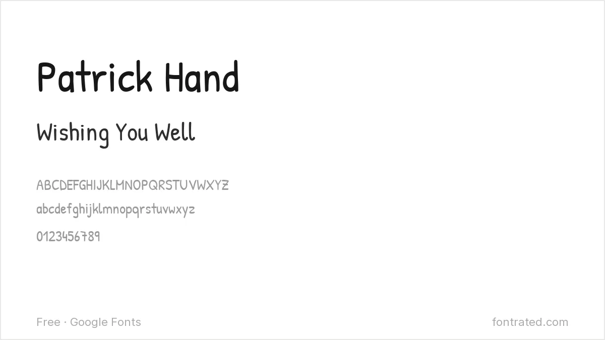 10 Best Free Fonts for Greeting Cards 11 - FontRated Patrick Hand Google Font specimen