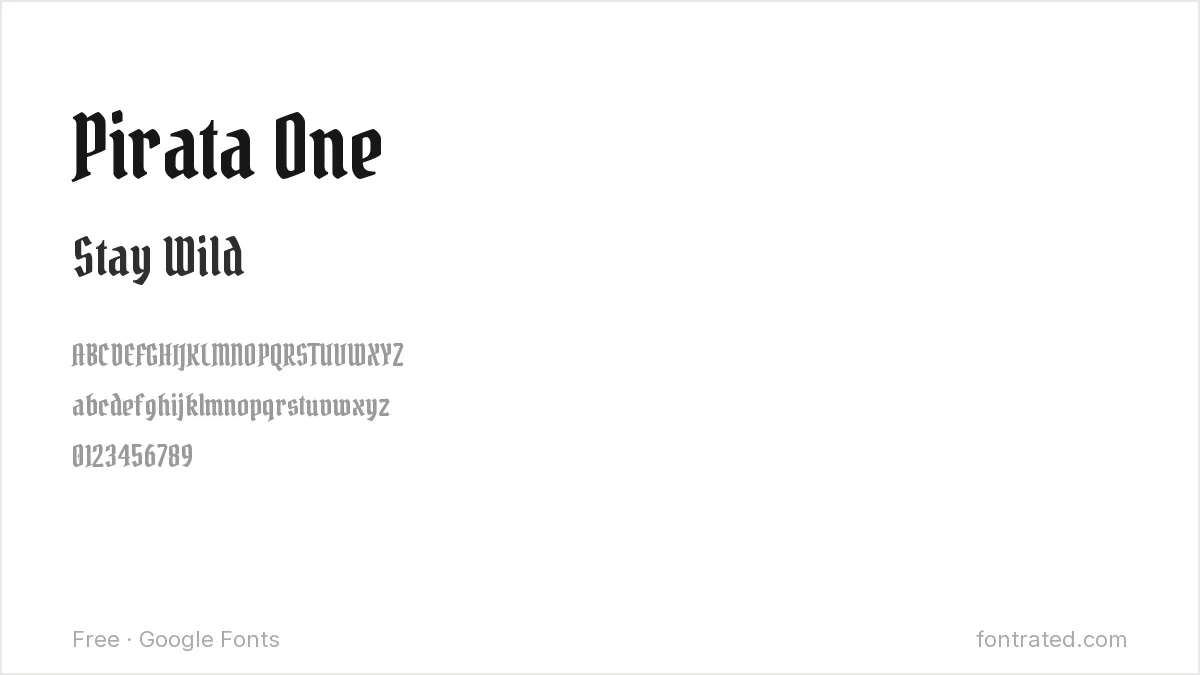 10 Best Free Fonts for Tattoo Lettering 4 - FontRated Pirata One Google Font specimen