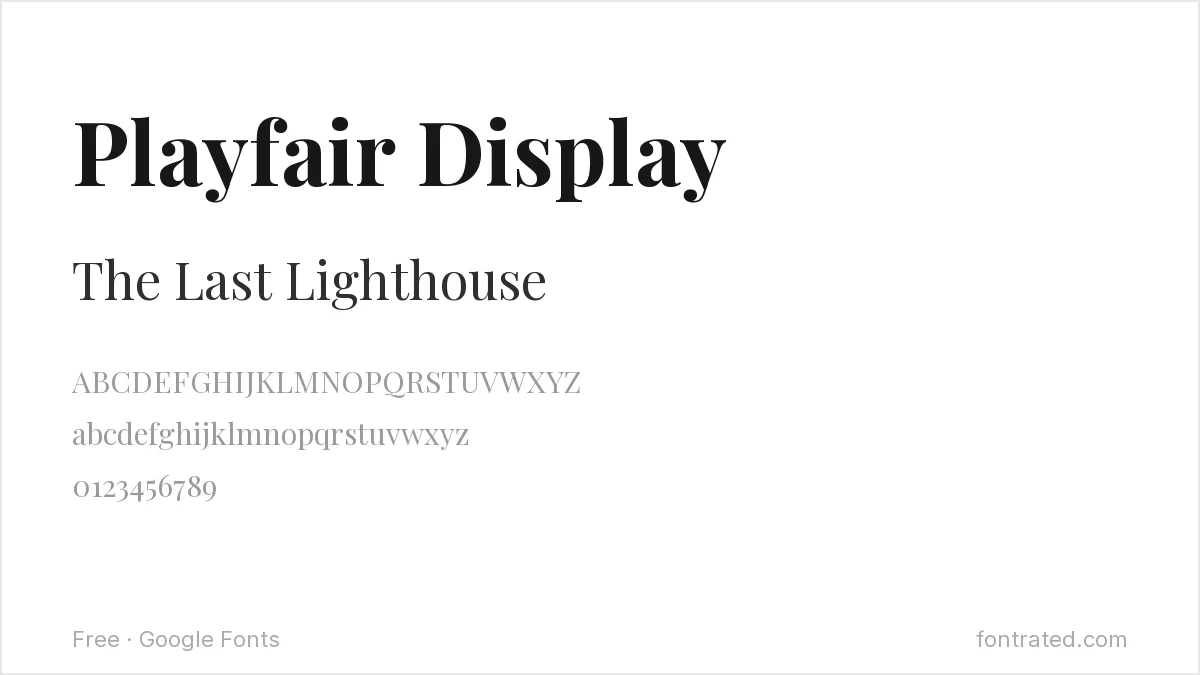 10 Best Free Fonts for Book Covers & KDP 3 - FontRated Playfair Display Google Font specimen
