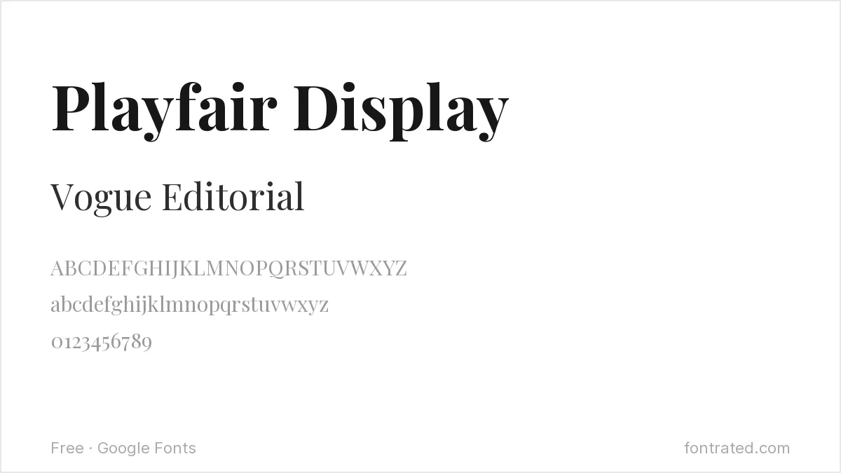 The Best Free Alternatives to Bodoni (2026) 2 - FontRated Playfair Display Google Font specimen