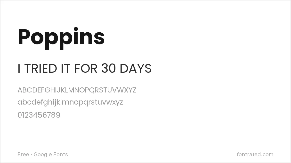 10 Best Free Fonts for YouTube Thumbnails 3 - FontRated Poppins Google Font specimen
