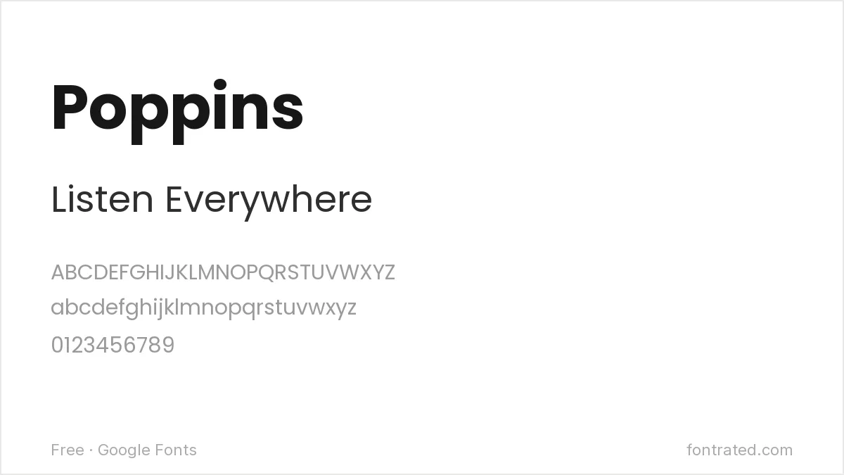 The Best Free Alternatives to Circular (2026) 2 - FontRated Poppins Google Font specimen
