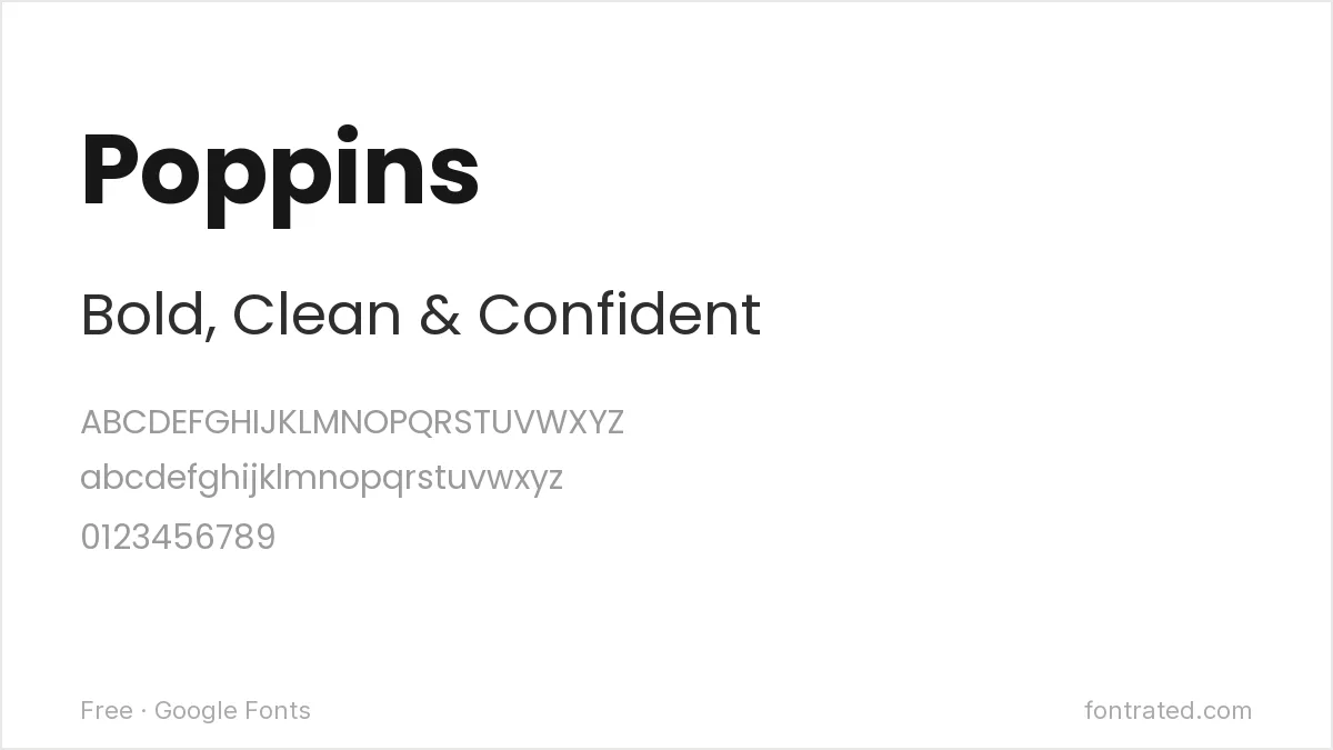 The Best Free Alternatives to Gotham (2026) 3 - FontRated Poppins Google Font specimen