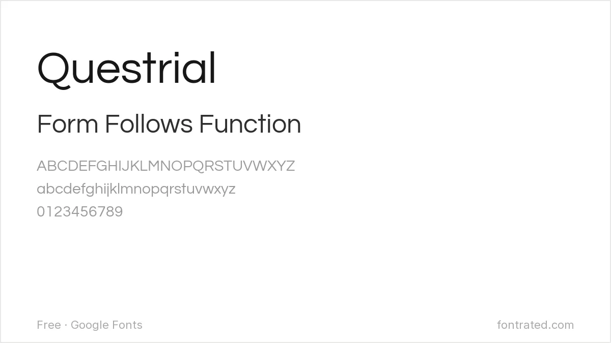 The Best Free Alternatives to Futura (2026) 5 - FontRated Questrial Google Font specimen